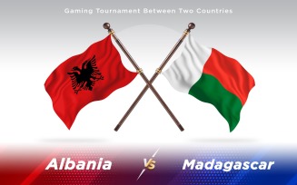 Albania versus Madagascar Two Countries Flags - Illustration