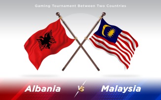 Albania versus Malaysia Two Countries Flags - Illustration