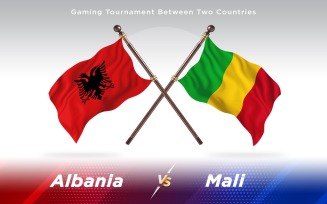 Albania versus Mali Two Countries Flags - Illustration