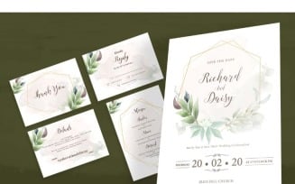 Wedding Invitation 10 Green Leaf - Corporate Identity Template