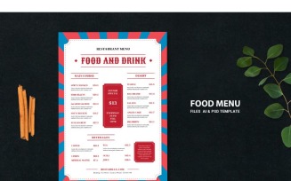 Food Menu Red & Blue - Corporate Identity Template