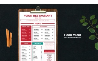 Food Menu Red & White 2 - Corporate Identity Template