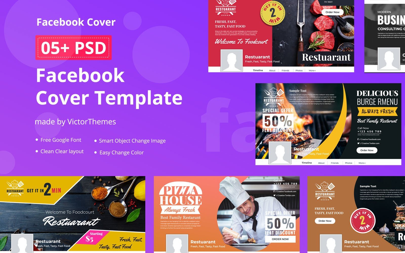 Kit Graphique #158397 Facebook Restaurants Divers Modles Web - Logo template Preview