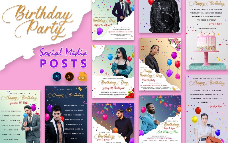 Birthday Party Posters Social Media