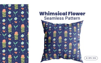 Seamless Pattern Whimsical Flower Background