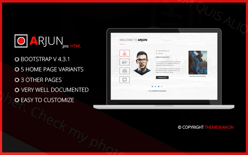 Responsivt Arjun-HTML Hemsidemall #158527