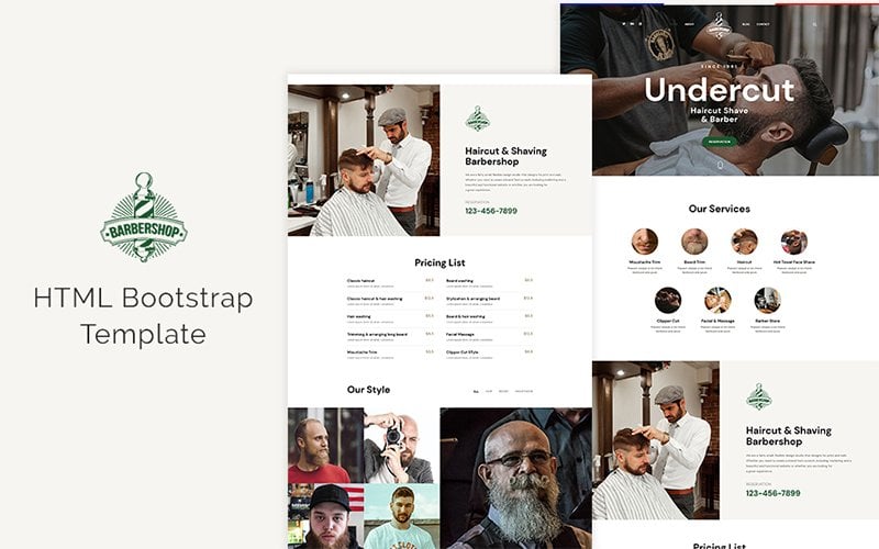 "Undercut - Barber Shop" - bootstrap Шаблон сайту №158530