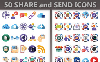 50 Share and Send Icon Set