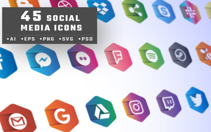 45 Social Media Icon Set