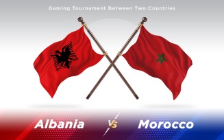 Albania versus Morocco Two Countries Flags - Illustration