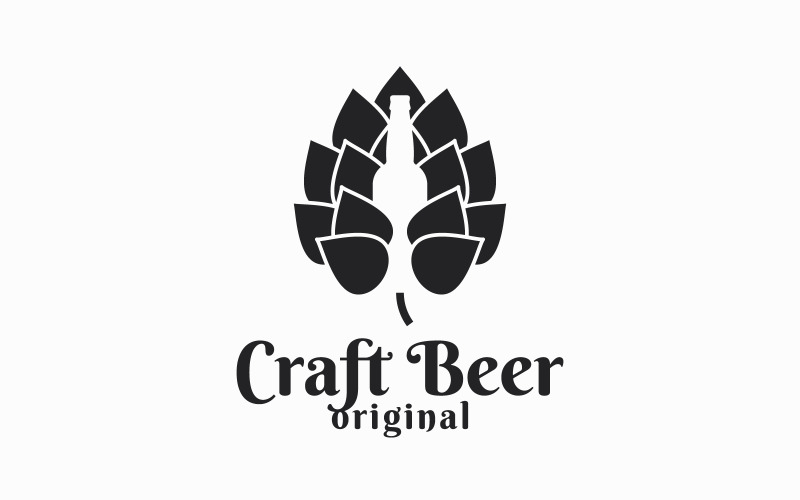Beer Hop and Beer Bottle. Logo Template
