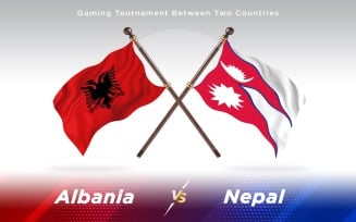Albania versus Nepal Two Countries Flags - Illustration