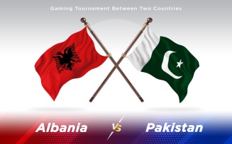 Albania versus Pakistan Two Countries Flags - Illustration