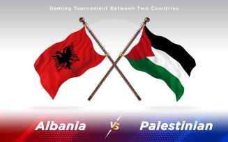 Albania versus Palestinian Two Countries Flags - Illustration