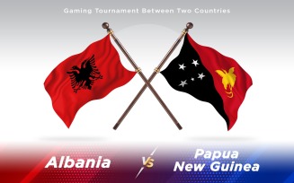 Albania versus Papua New Guinea Two Countries Flags - Illustration