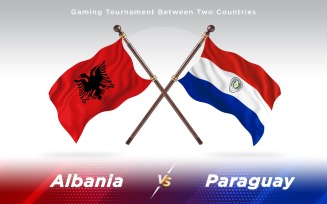 Albania versus Paraguay Two Countries Flags - Illustration