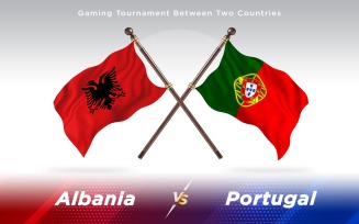 Albania versus Portugal Two Countries Flags - Illustration