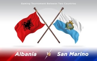 Albania versus San Marino Two Countries Flags - Illustration