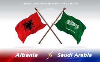 Albania versus Saudi Arabia Two Countries Flags - Illustration