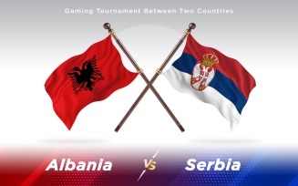 Albania versus Serbia Two Countries Flags - Illustration