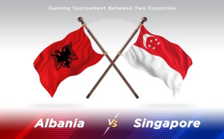Albania versus Singapore Two Countries Flags - Illustration