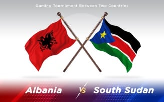 Albania versus South Sudan Two Countries Flags - Illustration