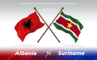 Albania versus Suriname Two Countries Flags - Illustration