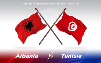 Albania versus Tunisia Two Countries Flags - Illustration