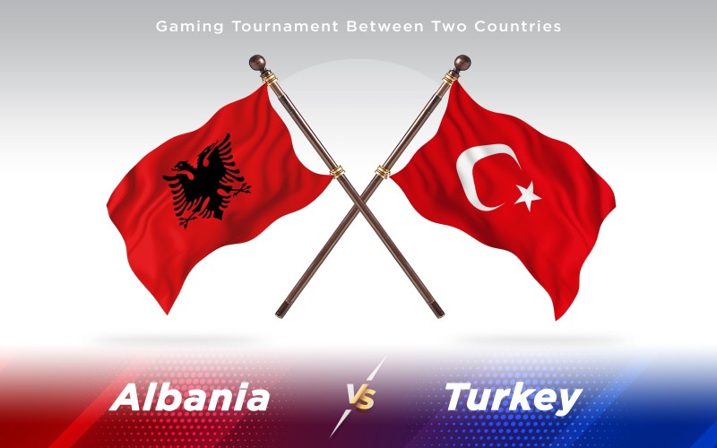 Albania versus Turkey Two Countries Flags - Illustration
