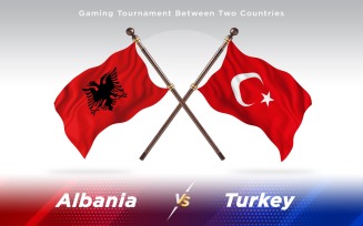 Albania versus Turkey Two Countries Flags - Illustration