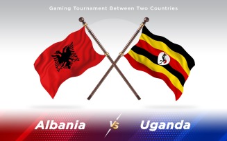 Albania versus Uganda Two Countries Flags - Illustration
