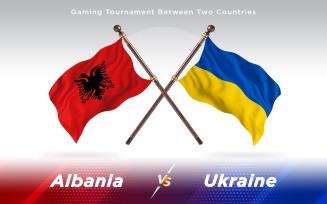 Albania versus Ukraine Two Countries Flags - Illustration