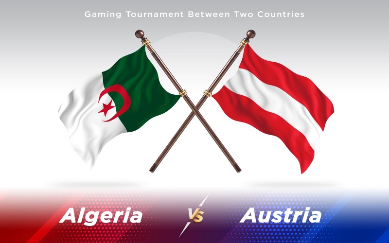 Algeria versus Austria Two Countries Flags - Illustration