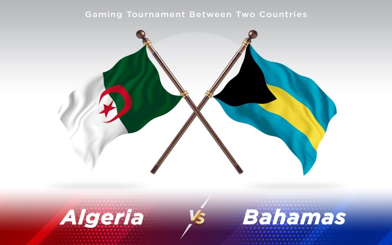 Algeria versus Bahamas Two Countries Flags - Illustration