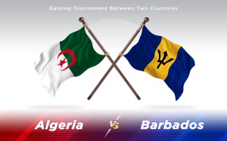Algeria versus Barbados Two Countries Flags - Illustration