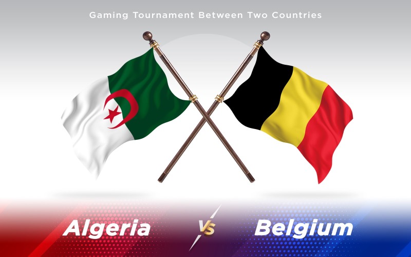 Algeria versus Belgium Two Countries Flags - Illustration