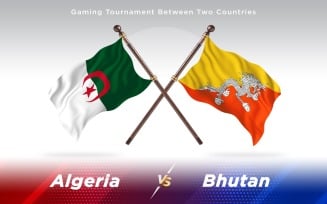 Algeria versus Bhutan Two Countries Flags - Illustration
