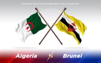 Algeria versus Brunei Two Countries Flags - Illustration