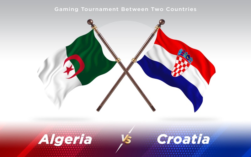 Algeria versus Croatia Two Countries Flags - Illustration