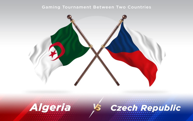 Algeria versus Czech Republic Two Countries Flags - Illustration