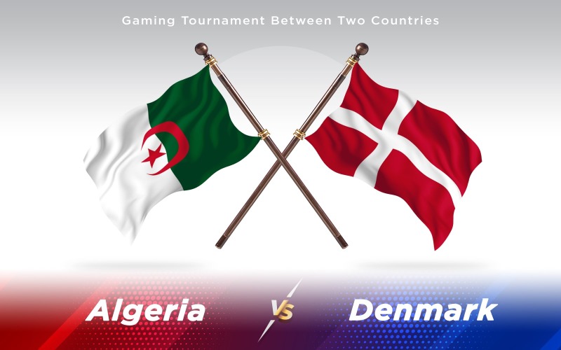 Algeria versus Denmark Two Countries Flags - Illustration