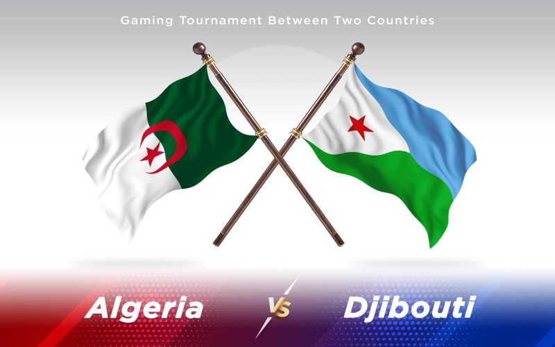 Algeria versus Djibouti Two Countries Flags - Illustration