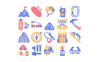 Alpinism Collection Elements Vector Set Icon