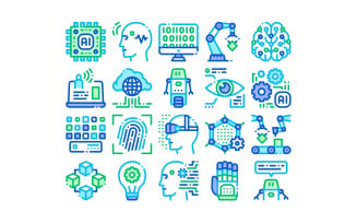 Artificial Intelligence Vector Thin Set Icon
