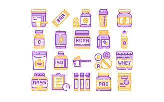 Sport Nutrition Cells Icon Set