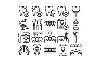 Stomatology Collection Vector Thin Line Set Icon