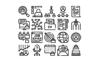 Job Hunting Collection Elements Vector Set Iconset