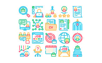 Job Hunting Collection Elements Vector Set Iconset