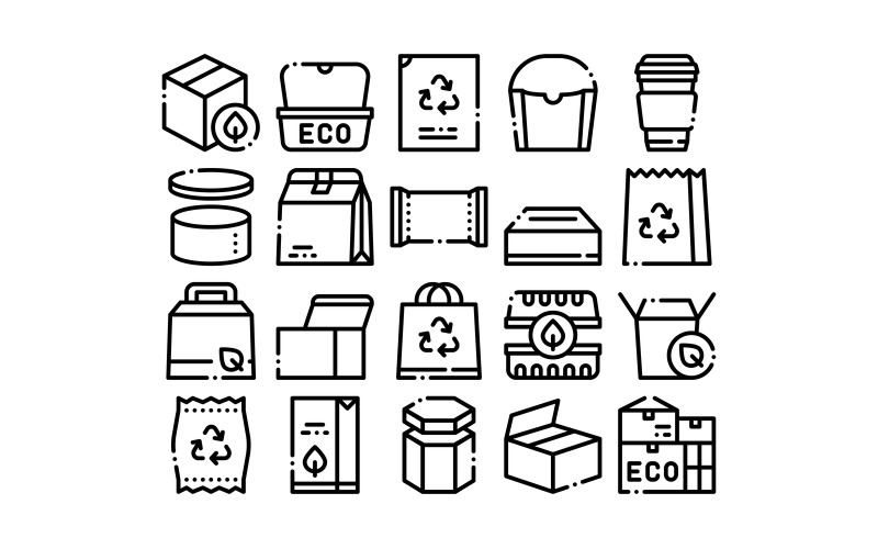 Packaging Collection Elements Vector Set Iconset Icon Set