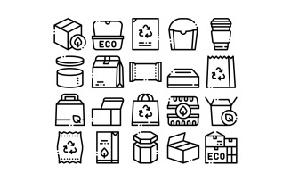 Packaging Collection Elements Vector Set Iconset